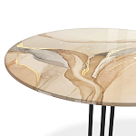 Стол журнальный круглый с бежевой столешницей из стекла Beige Marble варинант исполнения - 3 | Loft Concept в Липецке