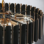 Люстра из черного металла с многоярусными подвесками из прозрачного хрусталя на золотой цепи Empire Black Chandelier Crystal варинант исполнения - 11 | Loft Concept в Липецке