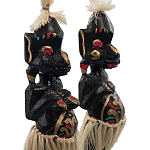 Комплект из 2-х деревянных статуэток Asmat Straw Headdress Statuettes Multicolor варинант исполнения - 5 | Loft Concept в Липецке