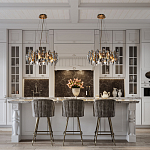 Люстра подвесная круглая с овальными подвесками из стекла дымчатого цвета Harlow Crystal Round варинант исполнения - 6 | Loft Concept в Липецке