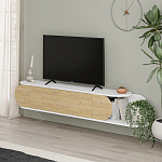 ТВ-тумба подвесная белая с полкой и откидной дверцей цвета древесины TONE TV STAND WHITE варинант исполнения - 2 | Loft Concept в Липецке
