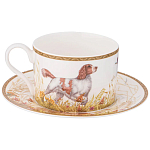 Чайная пара из фарфора с изображением собаки и зайцев 300 мл Hunting Porcelain Collection 2 варинант исполнения - 1 | Loft Concept в Липецке