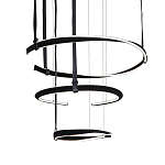 Люстра подвесная с 3-мя кольцами из кожаных ремней черного цвета Half Ring Horizontal  варинант исполнения - 1 | Loft Concept в Липецке