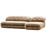 Дизайнерский угловой диван с велюровой светло-коричневой обивкой Fosse Sofa варинант исполнения - 2 | Loft Concept в Липецке