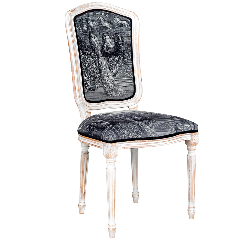 Стул Versailles Stool Черно-белый Белый винтажная патина Стул Versailles Stool Черно-белый Белый винтажная патина в Липецке | Loft Concept