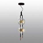 Подвесной светильник с 2-мя прозрачными стеклянными плафонами и золотистыми центральными вставками Virelia  варинант исполнения - 4 | Loft Concept в Липецке