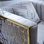 Кресло велюровое серое с фактурным каркасом золотистого цвета Best Traits варинант исполнения - 3 | Loft Concept в Липецке