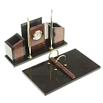 Настольный письменный набор из лемезита и змеевика с часами Royal Accessory варинант исполнения - 2 | Loft Concept в Липецке