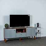 ТВ-тумба серая из массива бука с 2-мя дверками и ящиком Wenge Light варинант исполнения - 7 | Loft Concept в Липецке