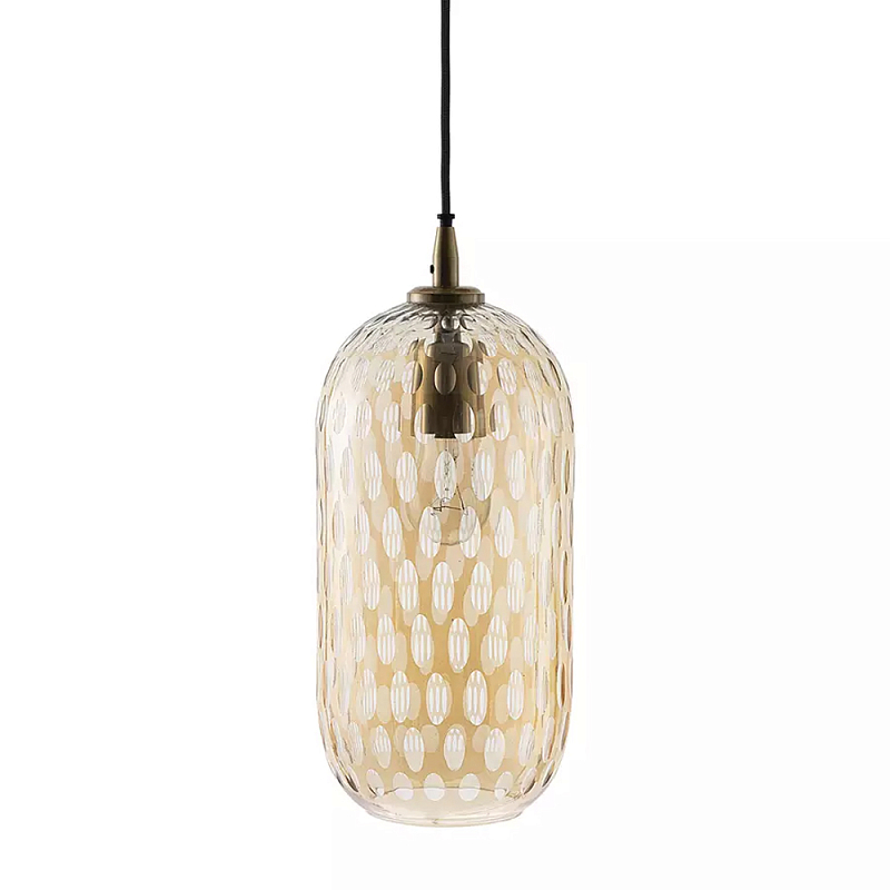 Подвесной светильник с плафоном из затемненного стекла с рельефным узором Glass lampshade with Relief Pattern Янтарный Подвесной светильник с плафоном из затемненного стекла с рельефным узором Glass lampshade with Relief Pattern Янтарный в Липецке | Loft Concept