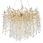 Люстра с хрустальными подвесками на металлических ветках Fairytree Light Gold Chandelier 14 варинант исполнения - 1 | Loft Concept в Липецке