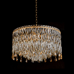 Люстра круглая с хрустальными подвесками на золотистом каркасе Roul Crystal Light варинант исполнения - 4 | Loft Concept в Липецке