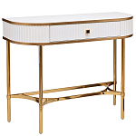 Консоль с ящиком белая с золотом Textured White Console with Gold варинант исполнения - 1 | Loft Concept в Липецке