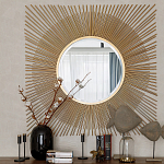 Зеркало-солнце круглое с золотыми лучам Sunrise варинант исполнения - 2 | Loft Concept в Липецке