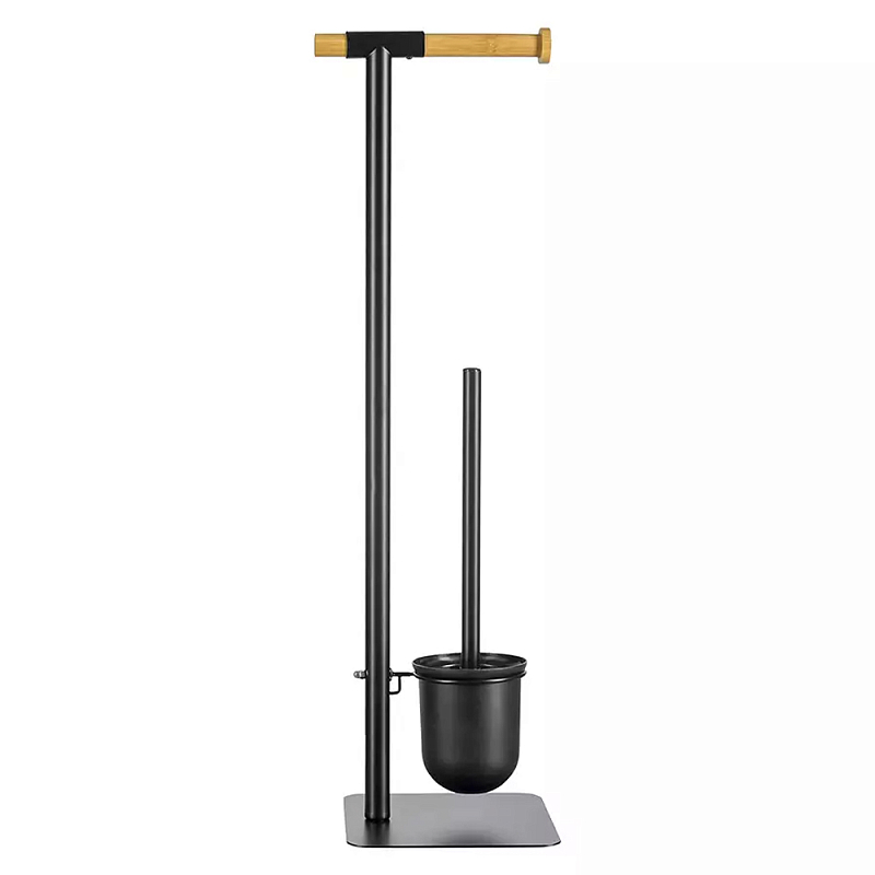 Держатель для туалетной бумаги с подвесным ершиком Black Bathroom Accessory Черный в Липецке | Loft Concept 