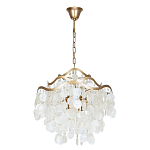 Люстра подвесная с белыми перламутровыми подвесками и изогнутыми золотистыми элементами Диаметр 50 см SHELL Chandelier варинант исполнения - 1 | Loft Concept в Липецке