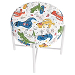 Пуф детский круглый с принтом на 4-х белых ножках Dinosaurs CHILDHOOD варинант исполнения - 3 | Loft Concept в Липецке