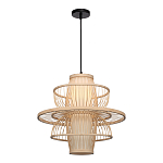 Подвесной светильник фигурный из деревянных прутьев с плафоном из натуральной ткани Light Inside the Cell варинант исполнения - 4 | Loft Concept в Липецке