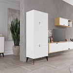 Комод белый с 4-мя дверцами на металлических ножках SPARK MULTIPURPOSE CABINET WHITE варинант исполнения - 4 | Loft Concept в Липецке