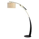 Торшер с изогнутой черной металлической ножкой и цилиндрическим абажуром из ткани Arched Metal Base  варинант исполнения - 1 | Loft Concept в Липецке