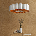 Люстра круглая фактурная в сочетании белого и золотого цвета Wide Stripes of Ribbon варинант исполнения - 5 | Loft Concept в Липецке