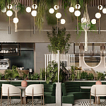 Люстра на штанге с 4-мя белыми шарообразными плафонами Bubble Chandelier варинант исполнения - 4 | Loft Concept в Липецке