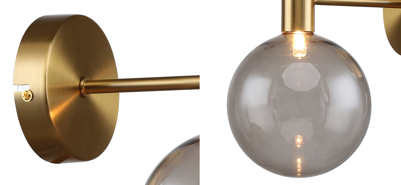 Бра с выдувным плафоном коньячного цвета Carmella Globe Brass Бра с выдувным плафоном коньячного цвета Carmella Globe Brass - Loft-Concept в Липецке