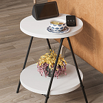 Стол приставной с 2-мя круглыми белыми столешницами ESSEL SIDE TABLE WHITE варинант исполнения - 9 | Loft Concept в Липецке