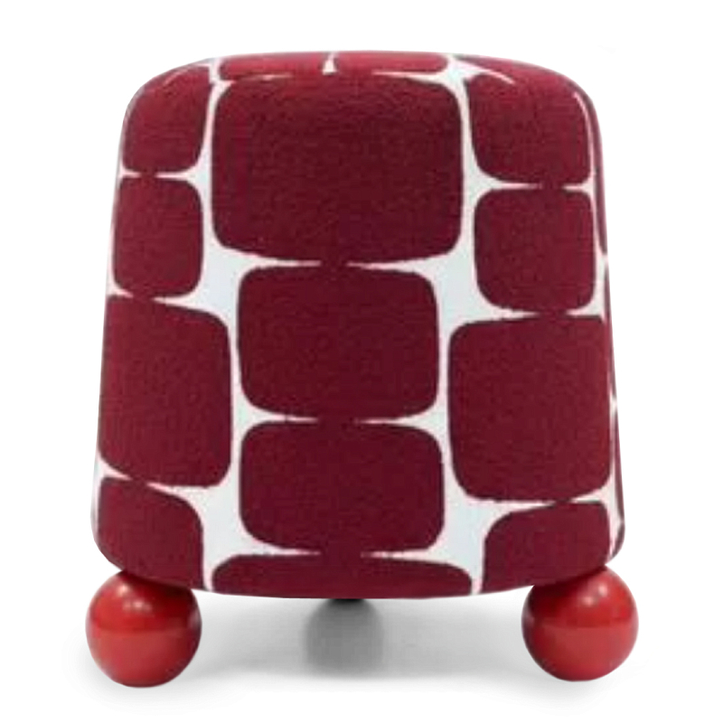Пуф Wakonda с Красным онаментом и круглыми ножками Белый Красный в Липецке | Loft Concept 
