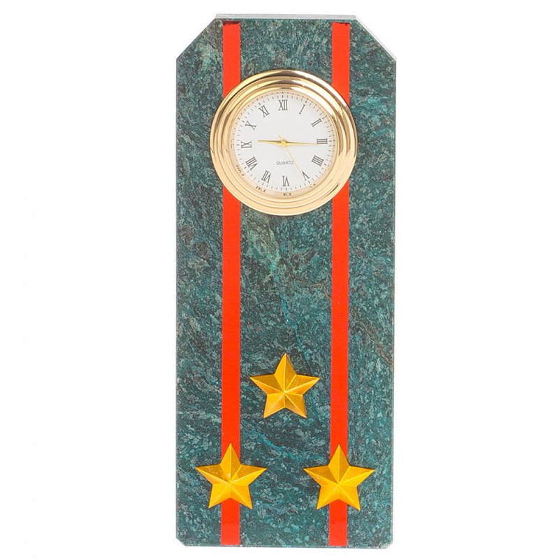 Часы погон ВС подарочные настольные из натурального камня Змеевик Military Clock Зеленый Красный Золотой Часы погон ВС подарочные настольные из натурального камня Змеевик Military Clock Зеленый Красный Золотой в Липецке | Loft Concept