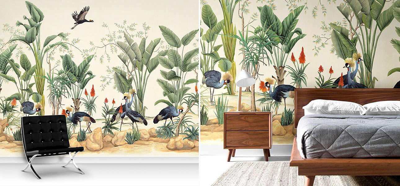 Обои ручная роспись African Cranes Обои ручная роспись African Cranes - Loft-Concept в Липецке