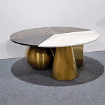 Дизайнерский журнальный стол с круглой столешницей на 3-х геометрических ножках Lehumod варинант исполнения - 1 | Loft Concept в Липецке