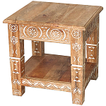 Кофейный стол из массива манго с резьбой Vallez Grey Mango Coffee Table варинант исполнения - 1 | Loft Concept в Липецке