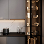 Серый кухонный гарнитур с фасадом под светлый дуб Ferrand Kitchen Set варинант исполнения - 4 | Loft Concept в Липецке