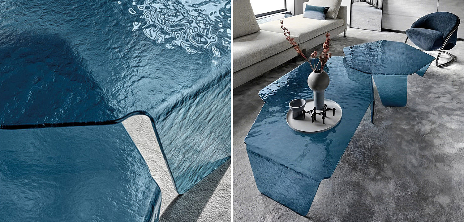 Комплект кофейных столиков Water Surface Glass Coffee Tables Комплект кофейных столиков Water Surface Glass Coffee Tables - Loft-Concept в Липецке