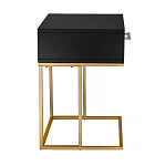 Приставной столик с резным узором на выдвижном ящике Black Table Carved Pattern варинант исполнения - 5 | Loft Concept в Липецке