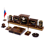 Настольный письменный набор с часами из природного камня обсидиана Royal Set варинант исполнения - 2 | Loft Concept в Липецке