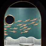 Обои с вышивкой ручной работы Deco Fish Original colourway варинант исполнения - 2 | Loft Concept в Липецке