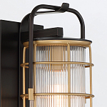 Настенный фонарь цилиндрической формы с рифленым стеклом в золотом каркасе на черном прямоугольном основании Eurofase варинант исполнения - 16 | Loft Concept в Липецке