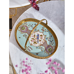 Блюдо овальное с ручкой и голубым фарфоровым дном с цветочным рисунком Blue Garden варинант исполнения - 2 | Loft Concept в Липецке