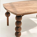 Обеденный стол деревянный с круглыми декоративными элементами на ножках Koko варинант исполнения - 4 | Loft Concept в Липецке