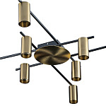 Потолочный светильник с 10-ю цилиндрическими плафонами цвета латунь TRIBES CHANDELIER варинант исполнения - 2 | Loft Concept в Липецке