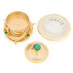 Икорница c декором "Три стерлядки" с гравировкой и натуральным камнем Малахит Decorative Cavair Dishes варинант исполнения - 2 | Loft Concept в Липецке