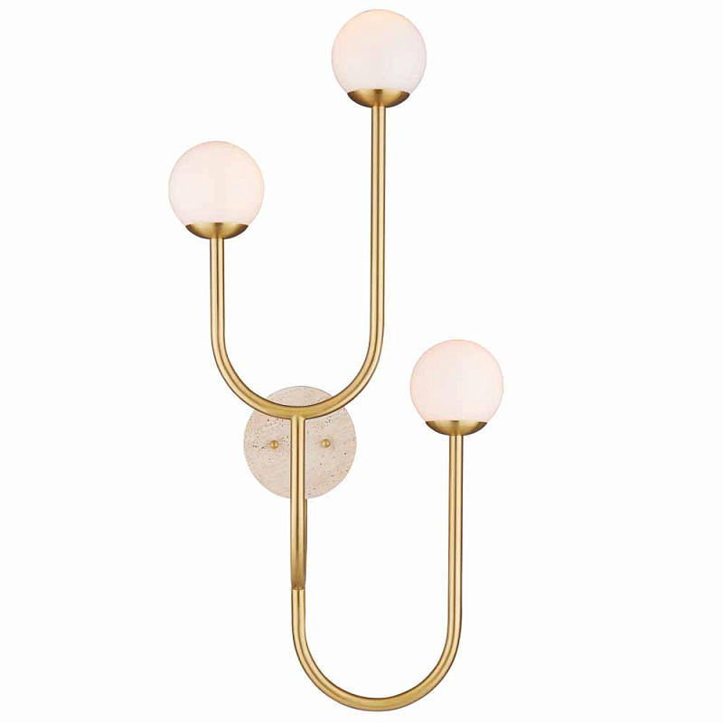 Бра с 3-мя белыми стеклянными плафонами в форме шаров Gooseneck Pelle Chandelier Белый Латунь в Липецке | Loft Concept 