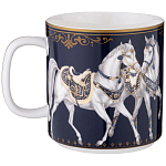 Кружка из фарфора синяя с изображением лошадей 400 мл Porcelain Horse Set варинант исполнения - 1 | Loft Concept в Липецке