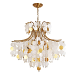 Люстра подвесная с белыми и золотыми круглыми подвесками Диаметр 70 см SHELL Chandelier варинант исполнения - 1 | Loft Concept в Липецке