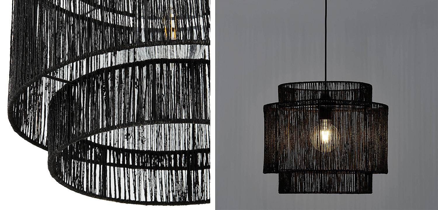 Подвесной светильник Signe Wicker Hemp Black Dual Подвесной светильник Signe Wicker Hemp Black Dual - Loft-Concept в Липецке