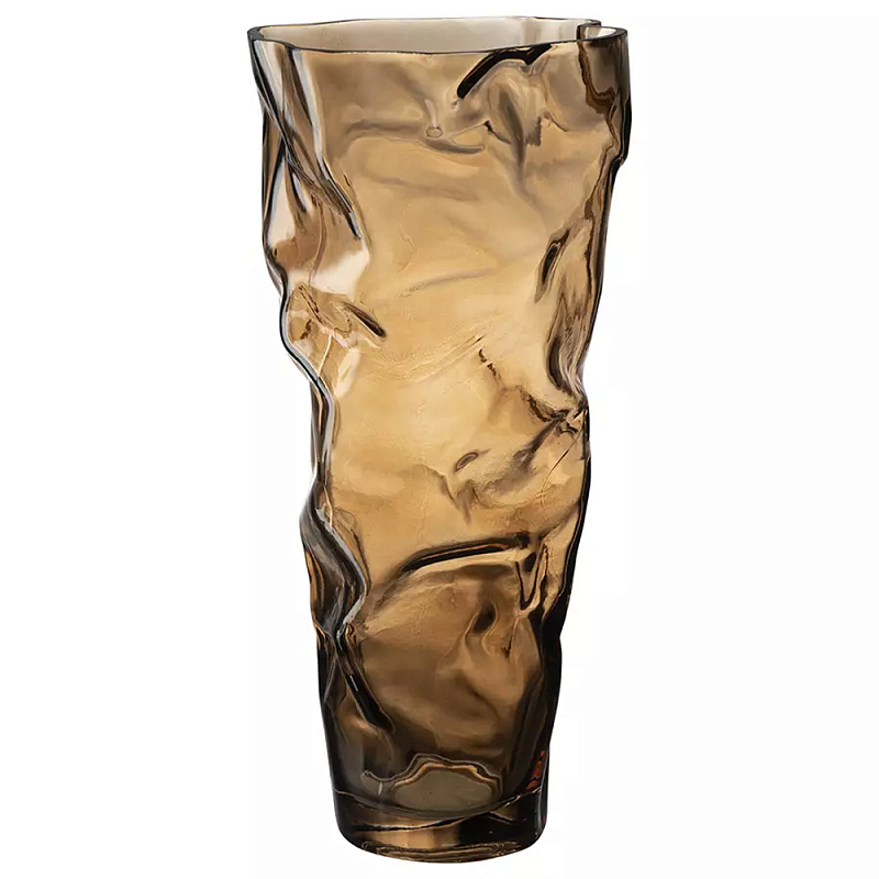 Ваза стеклянная фактурная Crumpled Vase 32 см Коричневый Ваза стеклянная фактурная Crumpled Vase 32 см Коричневый в Липецке | Loft Concept