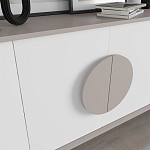 Комод бежево-белый с 4-мя дверцами c декором в виде бежевого круглого элемента на фасаде GORA CONSOLE 180CM LIGHT MOCHA варинант исполнения - 4 | Loft Concept в Липецке