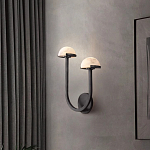 Бра с 2-мя мраморными плафонами на черном корпусе Light Warm Light варинант исполнения - 2 | Loft Concept в Липецке
